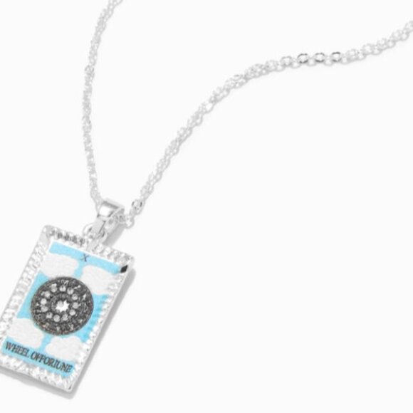 Icing The Wheel of Fortune Tarot Card Pendant Necklace Silver - Picture 1 of 2